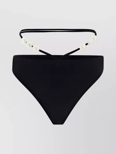 MAGDA BUTRYM HIGH-WAISTED MONOCHROME SWIMSUIT PEARL EMBELLISHMENTS