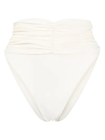 Magda Butrym High-waisted Ruched Bikini Bottoms In Neutrals