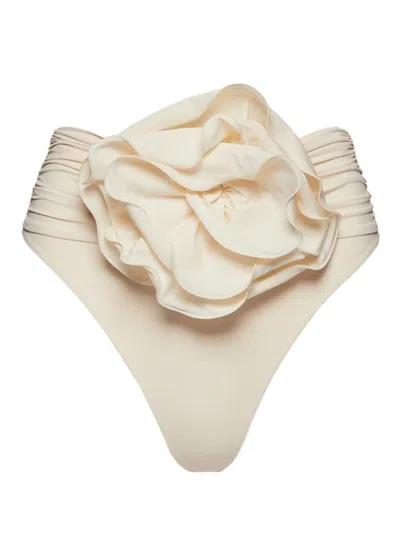 Magda Butrym High-waisted Slip Bikini With Oversized Floral Accent In White