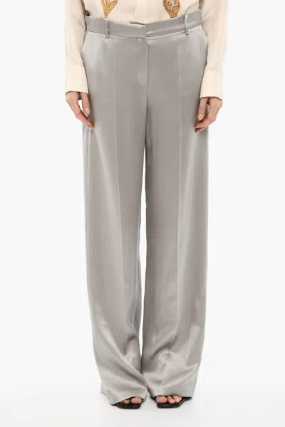 Magda Butrym Grey Pleated Wide Leg Trousers In Gray