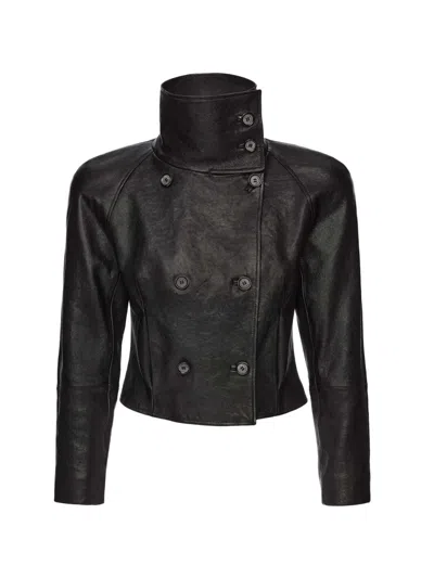 Magda Butrym High-collar Cropped Jacket In Black