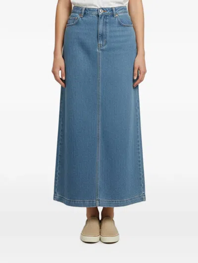 Pre-owned Magda Butrym High-slit Maxi Skirt In Blue