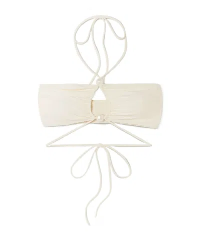 Magda Butrym Beaded Bandeau Bikini Top In White