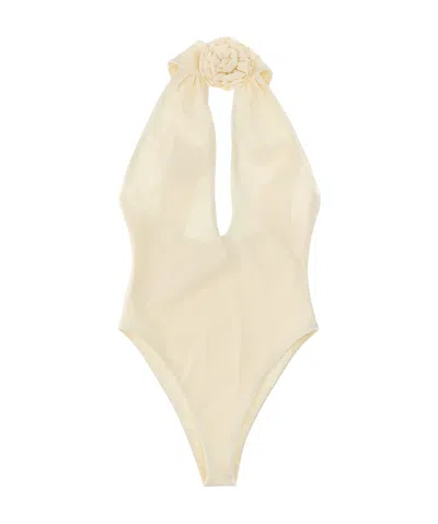 Magda Butrym Hollowed-out Neck Swimsuit In Nude