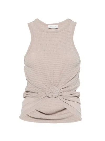 Magda Butrym Honeycomb Knit Top In Brown