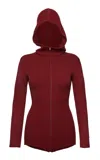 Magda Butrym Hooded Bodysuit In Burgundy