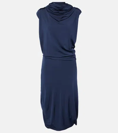 Magda Butrym Hooded Jersey Midi Dress In Blue