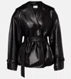 Magda Butrym Double-breasted Belted Hooded Leather Jacket In Black