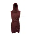 Magda Butrym Draped Viscose Mini Dress W/ Hood In Red