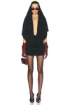 Magda Butrym Plunging Hooded Mini Dress In Black
