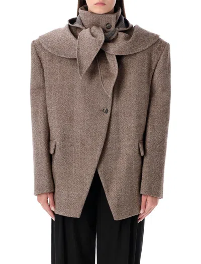Magda Butrym Hooded Jacket Flap Pockets In Brown