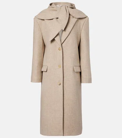 Magda Butrym Hooded Wool And Silk Coat In Neutral