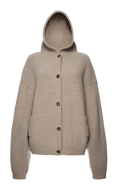 Magda Butrym Hooded Wool-blend Knit Sweater In Nude