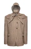Magda Butrym Hooded Wool Coat In Nude