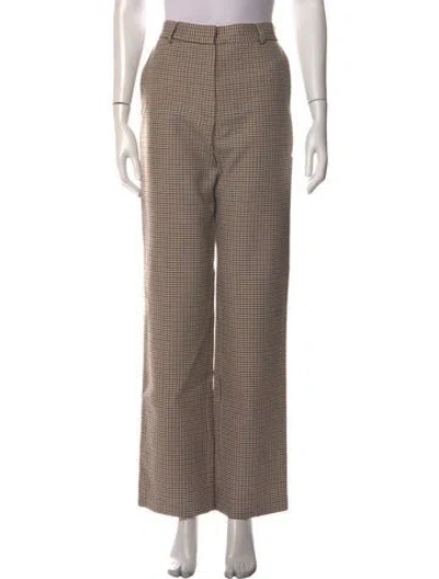Pre-owned Magda Butrym Houndstooth Print Wide Leg Pants In Neutrals