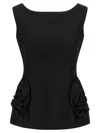 Magda Butrym Hourglass Black Top With 3d Floral Details In Black