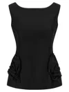 Magda Butrym Hourglass Black Top With 3d Floral Details In Black