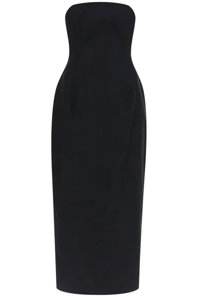 Magda Butrym Sculpted Strapless Cotton Midi Dress In Black