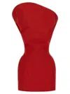 Magda Butrym Asymmetric Neckline Fitted Silhouette Dress In Red