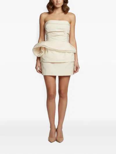 Pre-owned Magda Butrym Hourglass Strapless Mini Dress In Neutrals