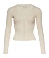 Magda Butrym Crochet-trimmed Ribbed Cotton Cardigan In Nude