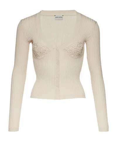 Magda Butrym Inlaid Crocheted Cardigan In Nude