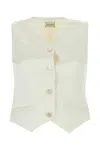 Magda Butrym Cotton Blend Vest With Adjustable Back Strap In Cream