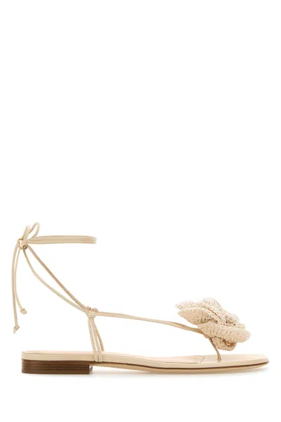 Magda Butrym Ivory Leather Sandals In Brown