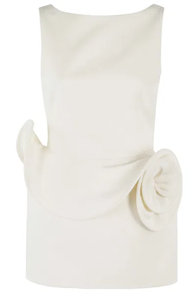 Magda Butrym Ivory Stretch Polyester Blend Mini Dress In Cream
