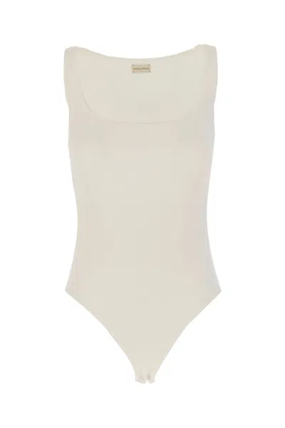 Magda Butrym Stretch Viscose Bodysuit Round Neckline In White
