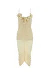 Magda Butrym Semi-sheer Ruched Jersey Midi Dress In Beige