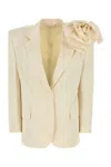 Magda Butrym Ivory Viscose Blend Blazer In Gold