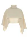 Magda Butrym Turtleneck Wool Cape In White