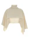 Magda Butrym Turtleneck Wool Cape In Neutral