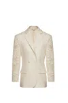 Magda Butrym Lace Crochet Hourglass Blazer In Neutral
