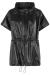Magda Butrym Elasticized Leather Peplum Jacket In Black In Black