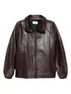 Magda Butrym Burgundy Leather Bomber Jacket In Brown