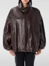 Magda Butrym Burgundy Leather Bomber Jacket In Brown