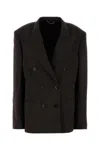 Magda Butrym Embroidered Wool Blend Blazer In Brown