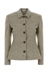 Magda Butrym Tailored Silk Blend Blazer With Structured Shoulders In Gray