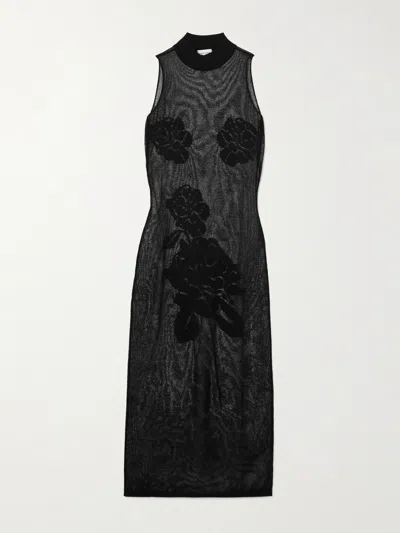 Magda Butrym Jacquard-knit Mesh Midi Dress In Black