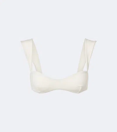 Magda Butrym Jersey Bikini Top In White