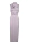Magda Butrym Floral Ruched Sleeveless Dress Slit In Animal Print