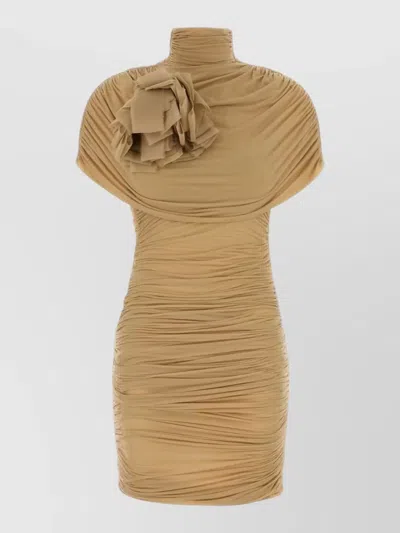 Magda Butrym Jersey Dress One Shoulder High Neckline In Brown