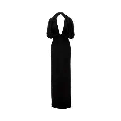 Magda Butrym Jersey Long Dress With Halter Neck In Black