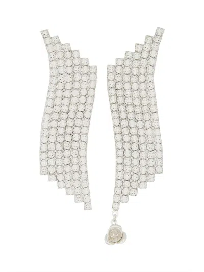 Magda Butrym Rose Pendant Crystal Wave Earrings In Silver