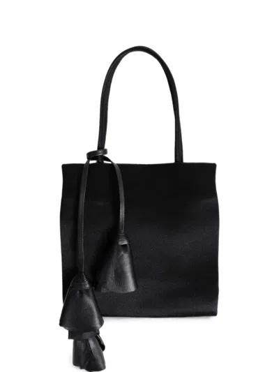 Magda Butrym Julia Floral-embellished Silk Shoulder Bag In Black