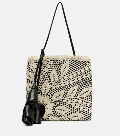 Magda Butrym Julia Small Crochet Leather-trimmed Tote Bag In Multi