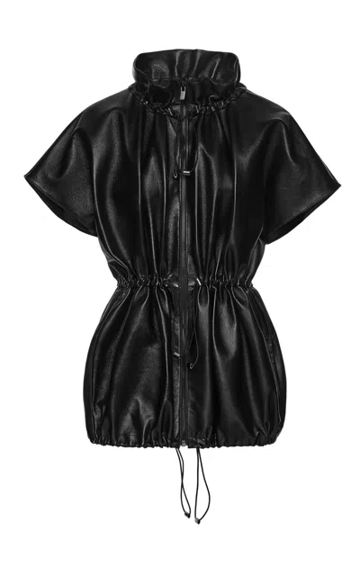 Magda Butrym Kimono High Neck Leather Jacket In Black