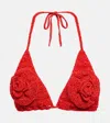 Magda Butrym 3d-flower Crochet Bikini Top In Red